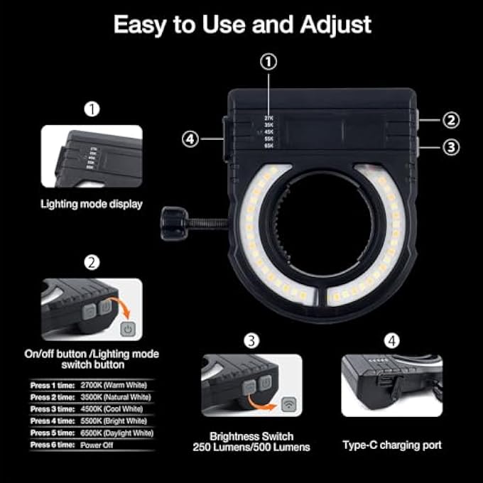 EUJGOOV LED PAINT LIGHT ADJUSTABLE 500LM ILLUMINATION FOR PAINTING JOB USB RECHARGEABLE - Image 3